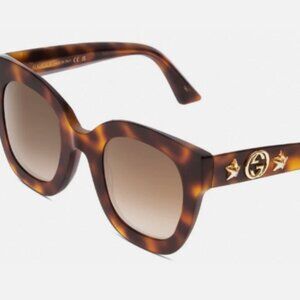 GUCCI GG0208S Oversized Designer Sunglasses Tortoise Havana Gold/Brown 49mm